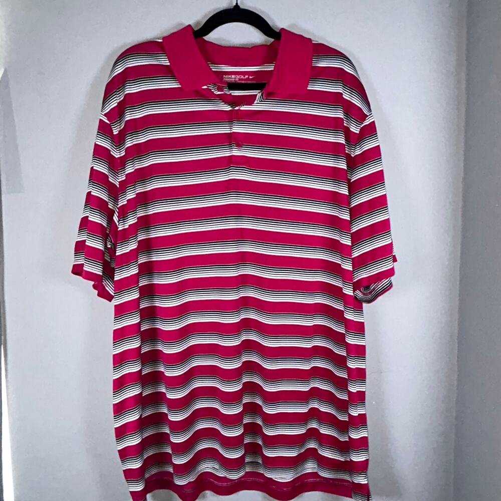 Nike Golf Tour Performance Dri-Fit SS Polo, Fuschia/White/Black, Men Sz 2XL